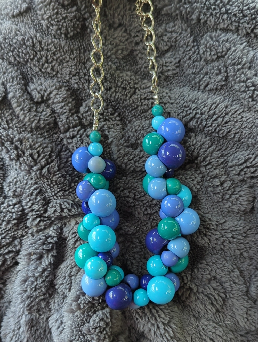 Blue & Teal Bubble Plastic Beaded Necklace